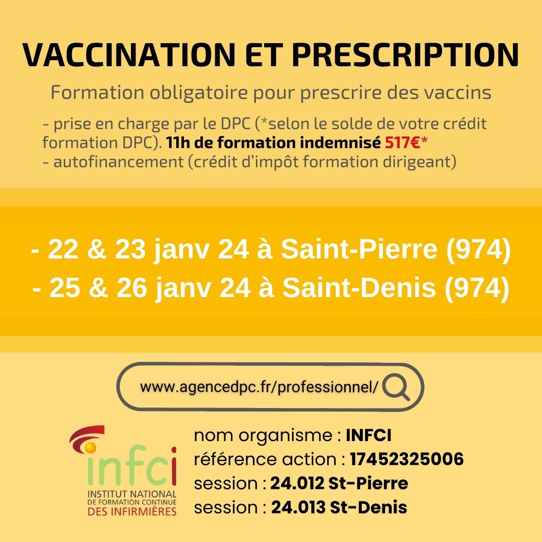 INFCI 2024 22 23 25 26 JANVIER VACCINATION PRESCRIPTION ST PIERRE ST DENIS