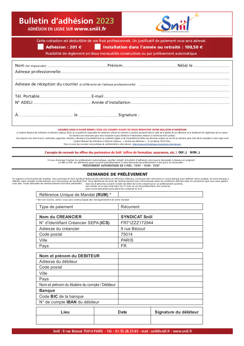 Bulletin Adhesion 2023